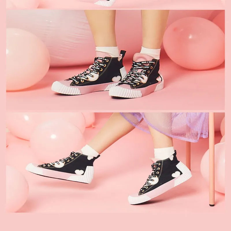 ISTEP High Top Canvas Shoes Women's Black-8