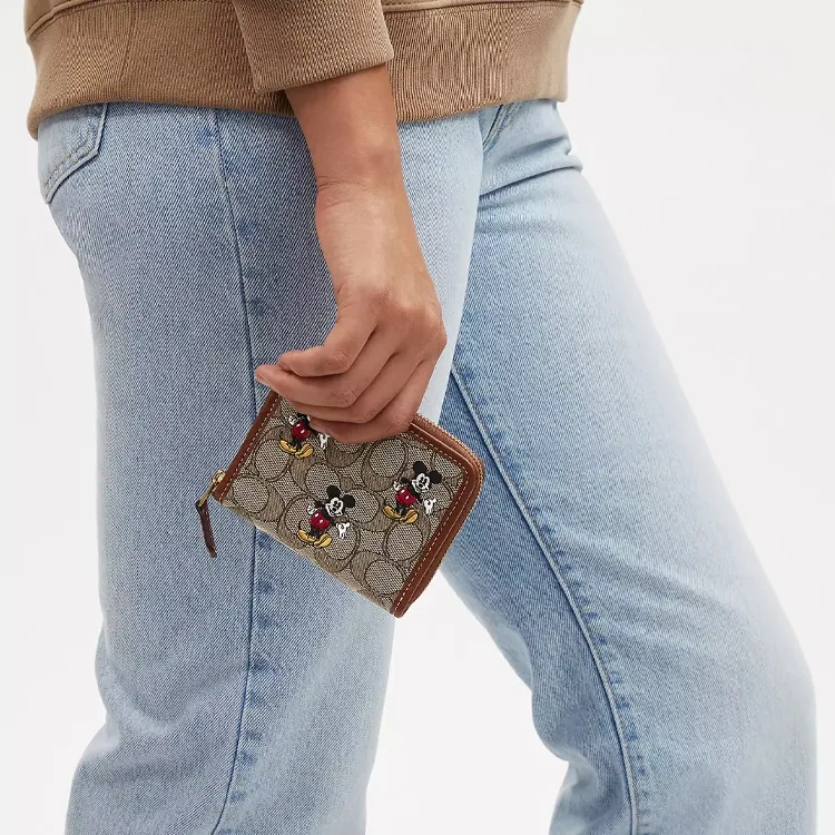 COACH Pebble Leather Coin Purse Wallet Mini Women's Brass & Khaki & Rosewood Multicolor-6