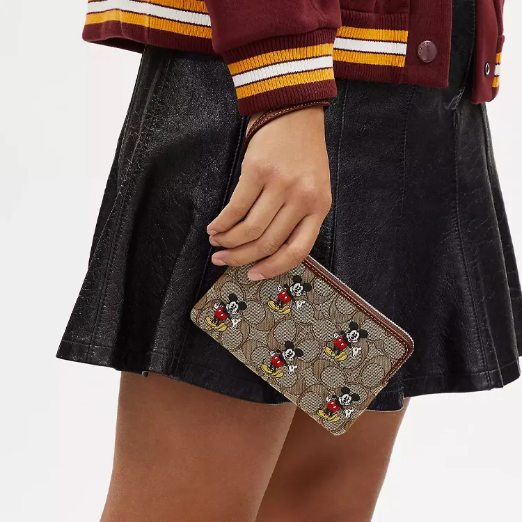 COACH Pebble Leather Wallet Trumpets Women's Brass & Khaki & Rosewood Multicolor-4