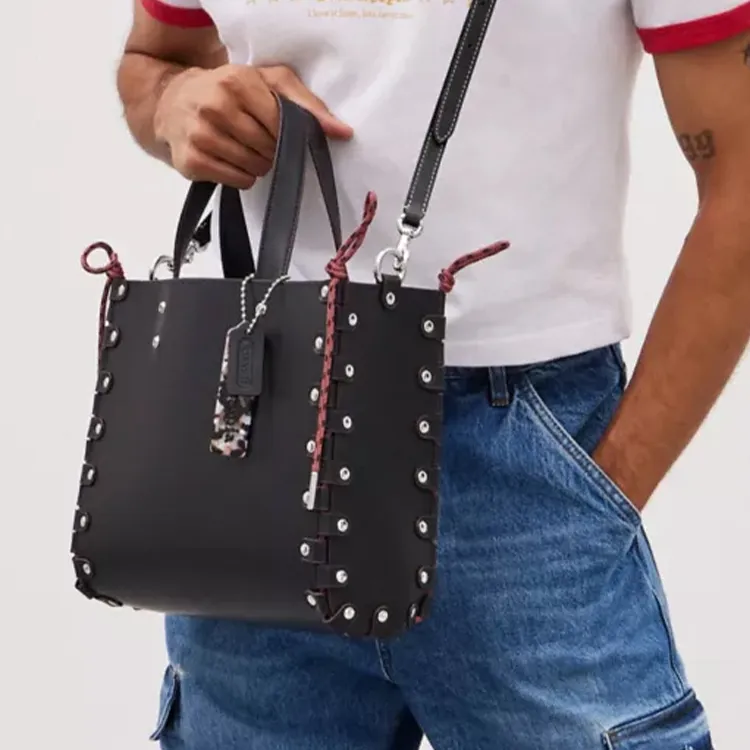 Coachtopia Leather Tote Bag Shopping Bag Handbag Shoulder Bag Large Size Women's Black-6