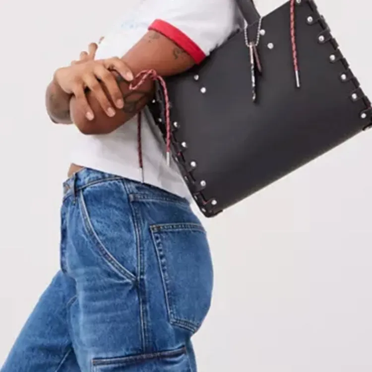 Coachtopia Leather Tote Bag Shopping Bag Handbag Shoulder Bag Large Size Women's Black-5