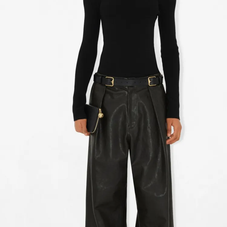 Burberry Lambskin Wallet Tubas Women's Black-3