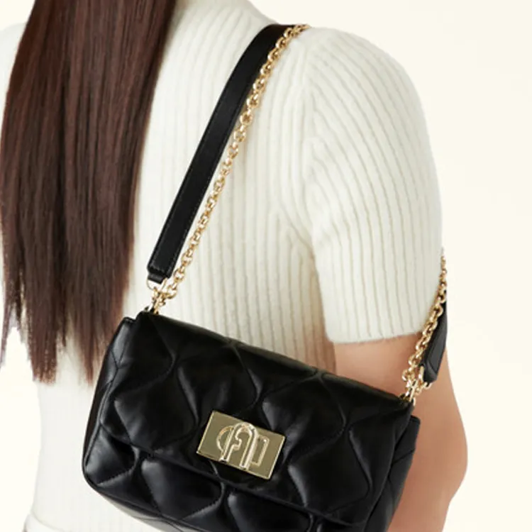 Furla 1927 Collection Quilted Nappa Leather Shoulder Bag Mini Women's Black-5
