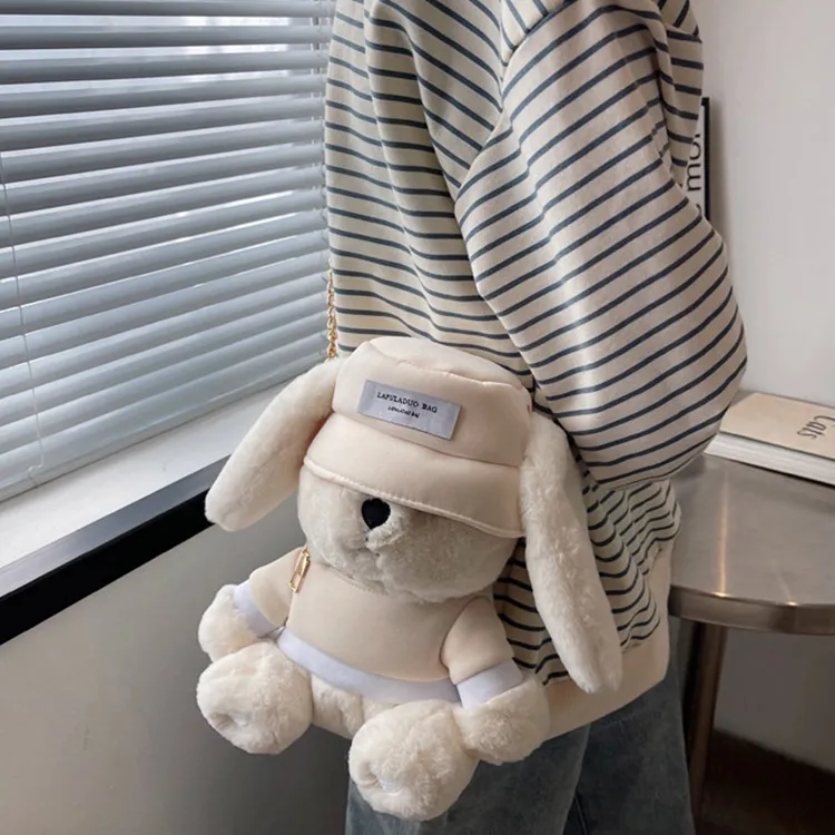 Duoluplo Doron Paul Plush Rabbit Shoulder Bag Regular Unisex White-3