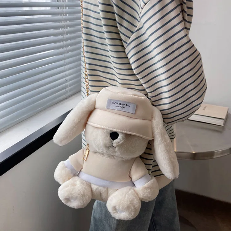 Duoluplo Doron Paul Plush Rabbit Shoulder Bag Regular Unisex White-4