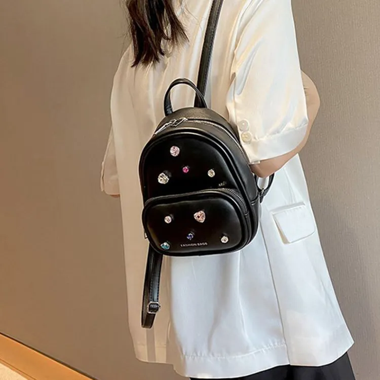 NOMK PU Bucket Bag Backpack Small Size Women's Silver-5