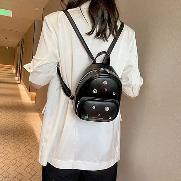 NOMK PU Bucket Bag Backpack Small Size Women's Silver-4