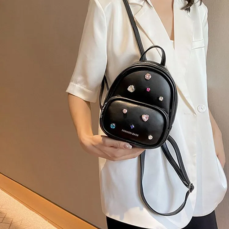 NOMK PU Bucket Bag Backpack Small Size Women's Silver-6