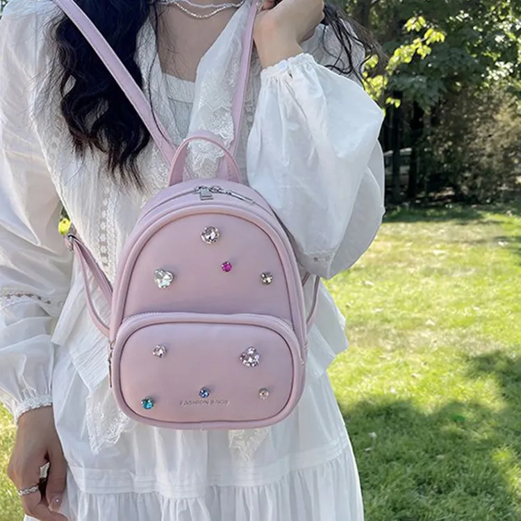 NOMK PU Bucket Bag Backpack Small Size Women's Silver-15