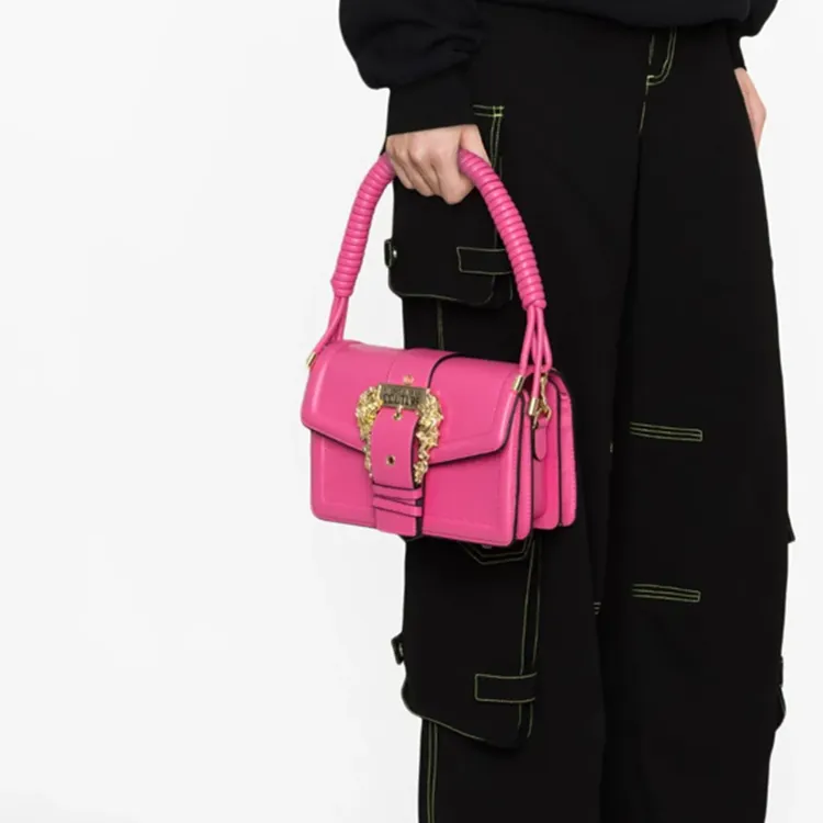 VERSACE JEANS COUTURE Polyurethane Resin Portable Crossbody Bag, Shoulder Bag Women's Pink-4