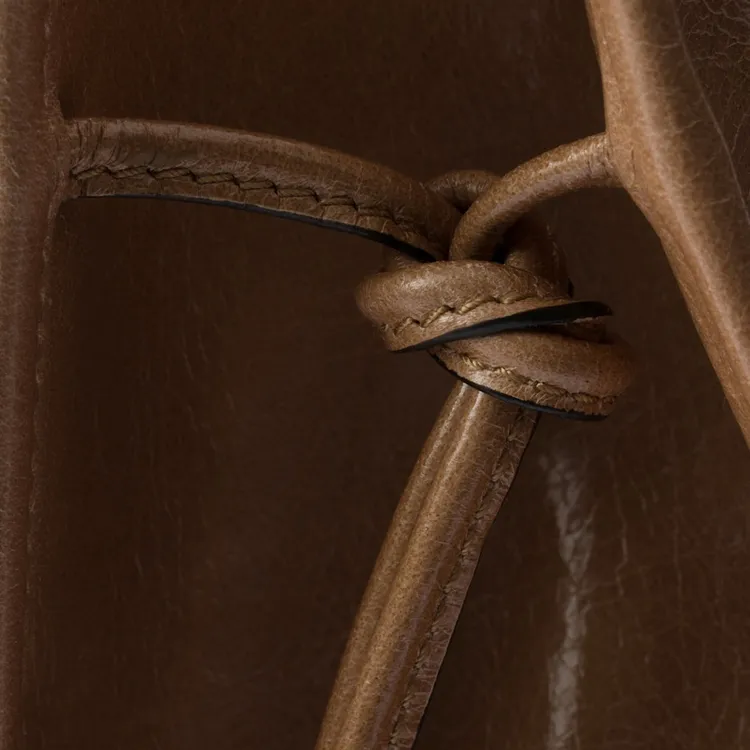 PRADA Leather Tote Bag Shopping Bag Handbag Large Size Women's Brown-5