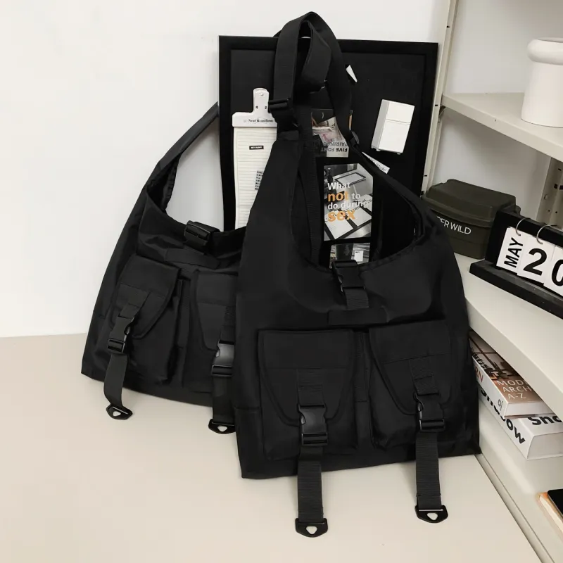 Yalu Nylon Shoulder Bag Regular Unisex Black-1