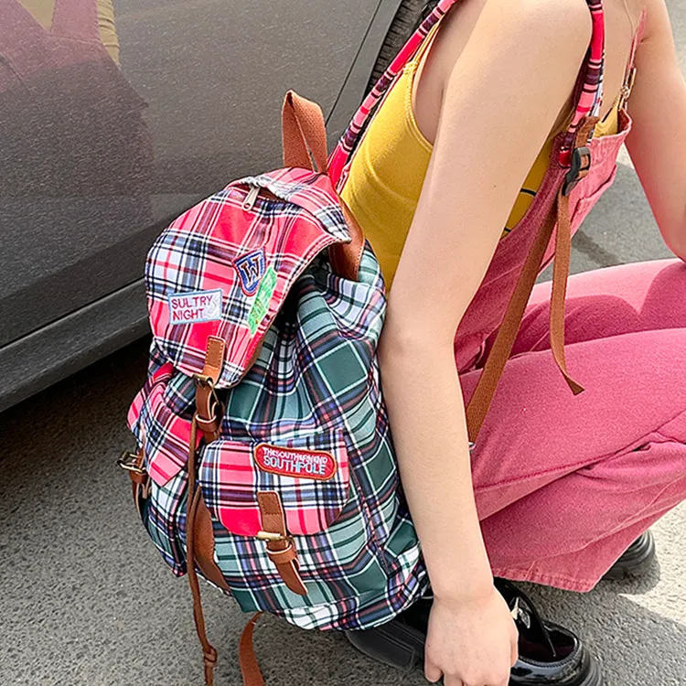 Ceion Keust Nylon Backpack Women's Red/Red & Green/Red & Blue-3