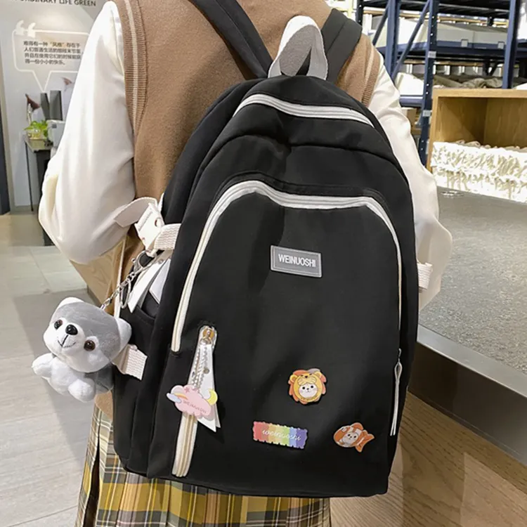 SUN EARTH &U Nylon Backpack Regular Unisex Black-1