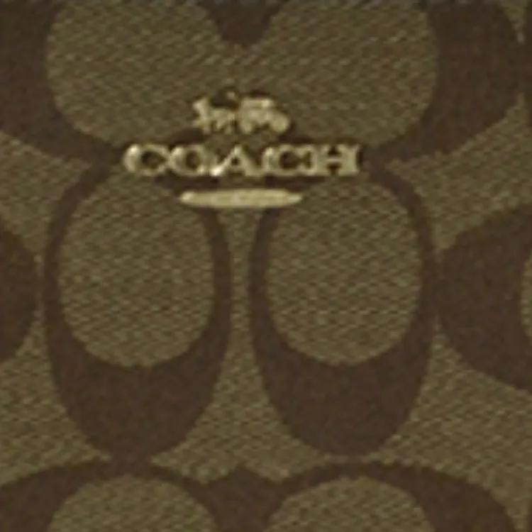 COACH Corner Zip Double-Layer Monogram Canvas With Leather Wrist Bag Mahjong Bag Clutch Women's Dark Khaki-3