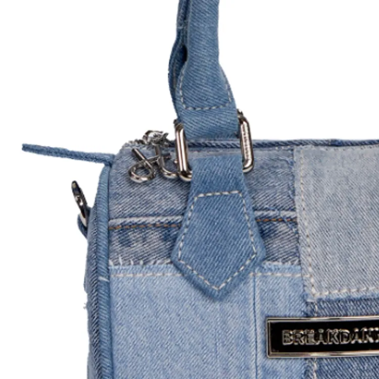 BREAKDANNY Denim Shoulder Bag Regular Unisex Denim Patchwork-2