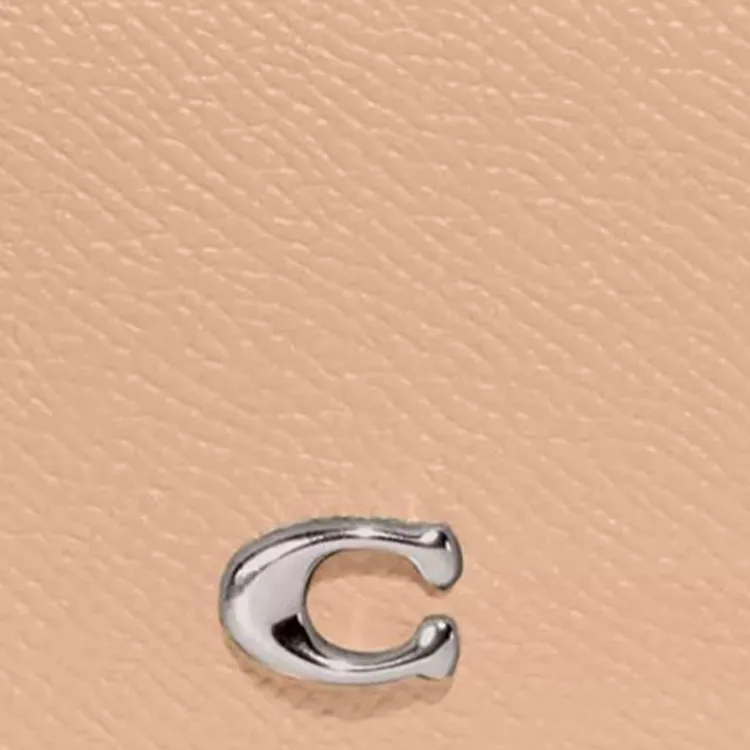 COACH Leather Coin Purses Wallets Women's Milk Tea Beige-4