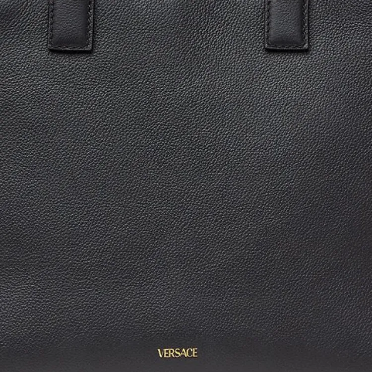 FANSIZHE La Medusa Grained Calfskin Tote Bag Shopping Bag Shoulder Bag Crossbody Bag Handbag Medium Size Women's Black-4