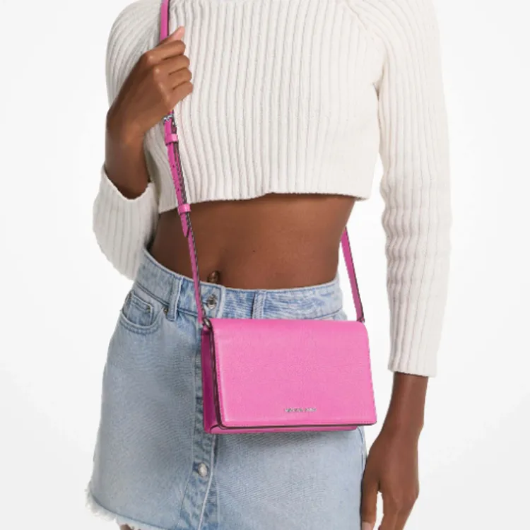 MICHAEL KORS Jet Set Cow Leather Shoulder Bag, Crossbody Bag Medium Size Women's Magenta-3