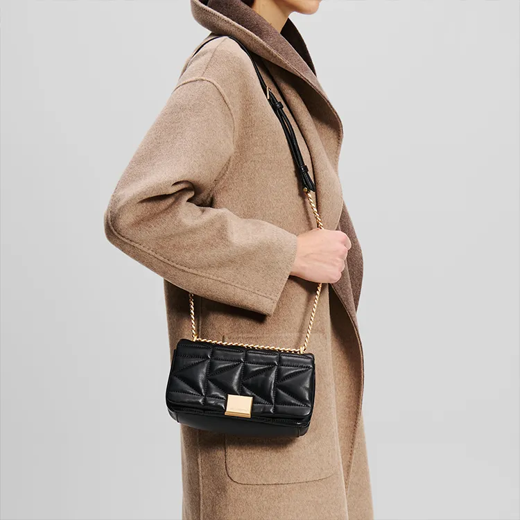 KARL LAGERFELD Nappa Leather Shoulder Bag, Crossbody Bag Small Size Women's Black-4