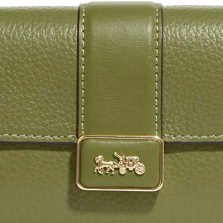 COACH Grace Refined Pebbled Leather With Smooth Leather Accents Clutches Wallets Medium Size Women's Olive Green-2