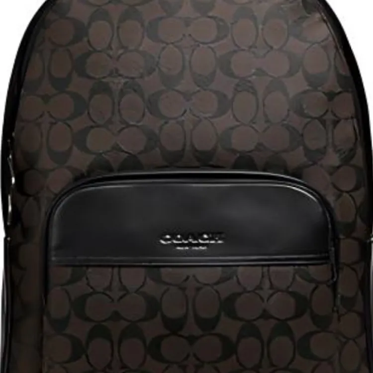 COACH Houston Canvas With Leather Backpack Large Size Men's Dark Brown-2