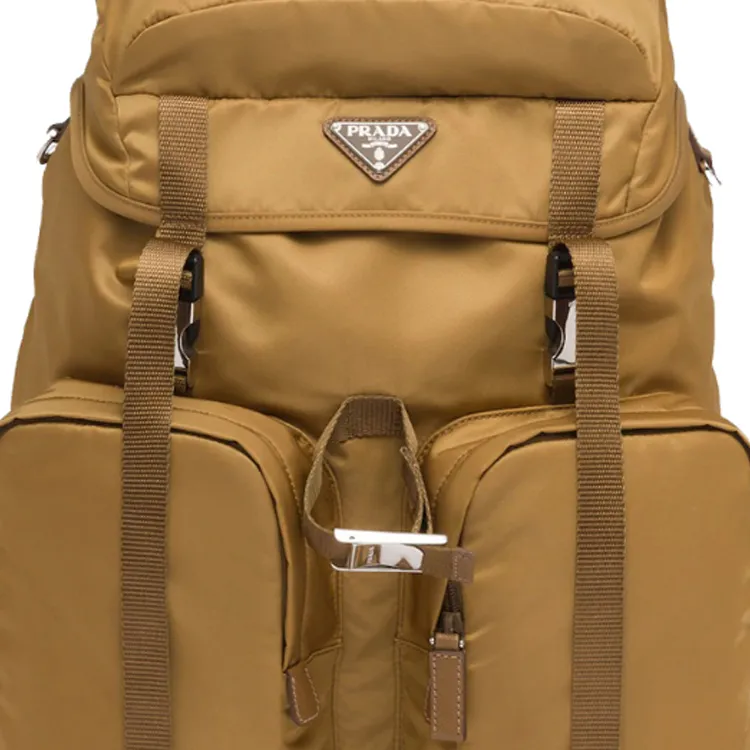 PRADA Recycled Nylon Saffiano Leather Backpack Regular Men's Khaki-3
