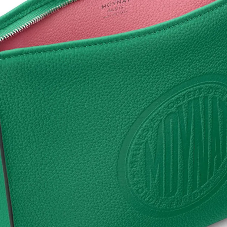 Moynat Cow Leather Clutch Women's Green/Pink-3