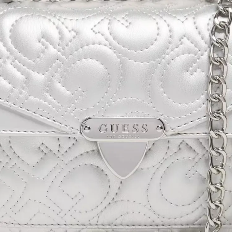 GUESS Artificial Leather Wallet Mini Women's Silver-3