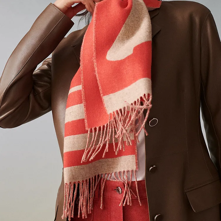 HERMES Knit Scarves Women's Red-3