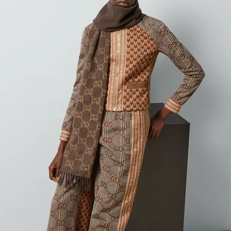 GUCCI Gg Jacquard Fringed Scarf-2