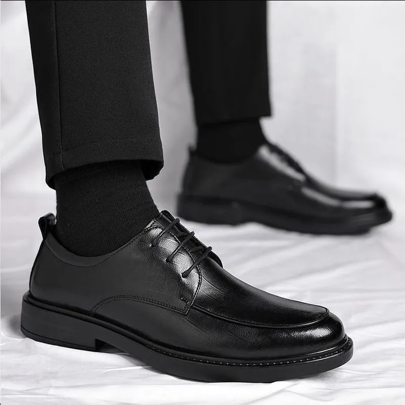 Mulinsen Dress Shoes Men Low Top Black Tea Brown-4