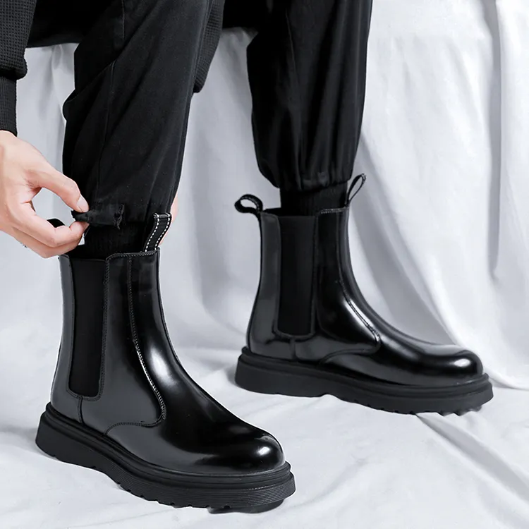 GZZ Short Chelsea Boots Men's Black-6