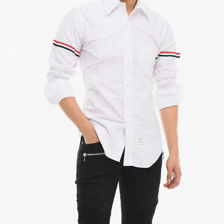 THOM BROWNE Grosgrain armband Cotton Shirt-5
