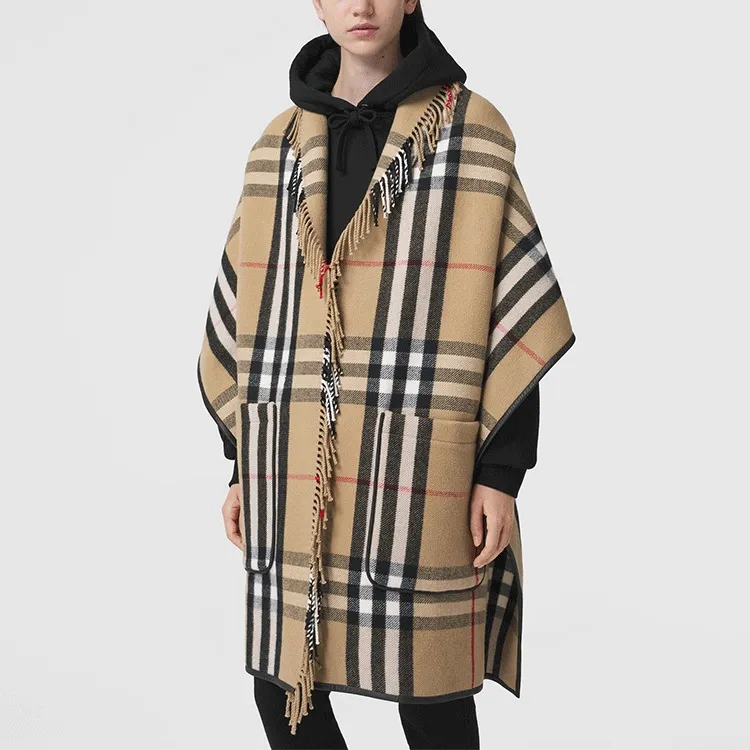 Burberry Check Fringed Cape-3