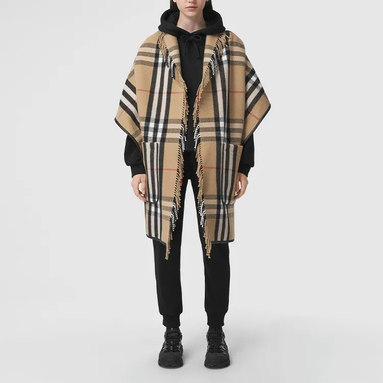 Burberry Check Fringed Cape-2