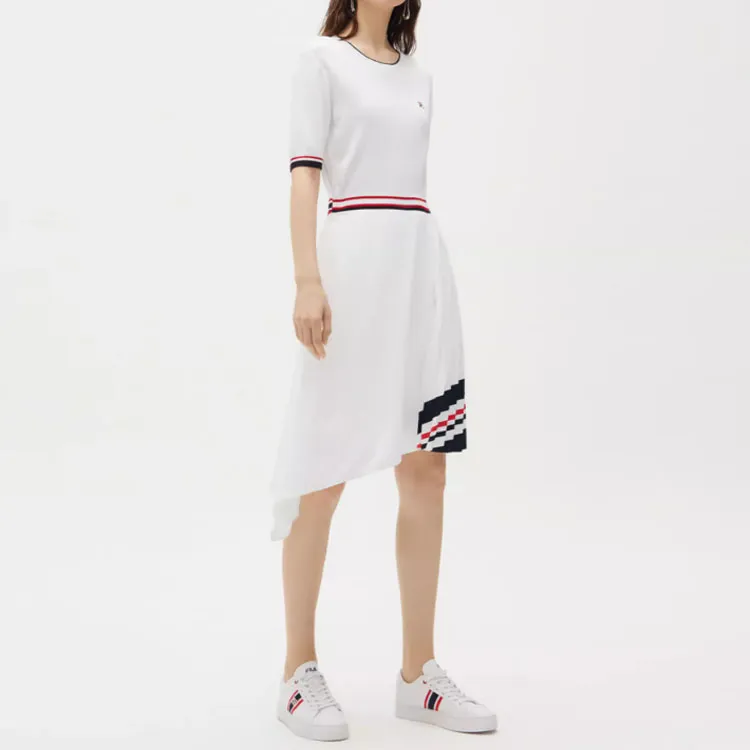 FILA Short Sleeved Dress Women's Standard White-5