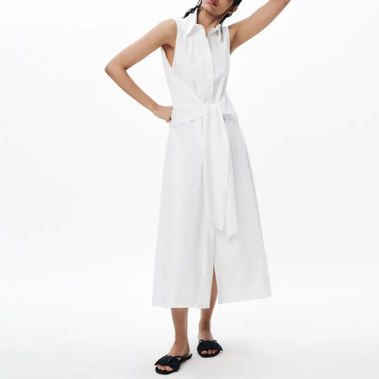 ZARA Sleeveless Dress Women's White-1