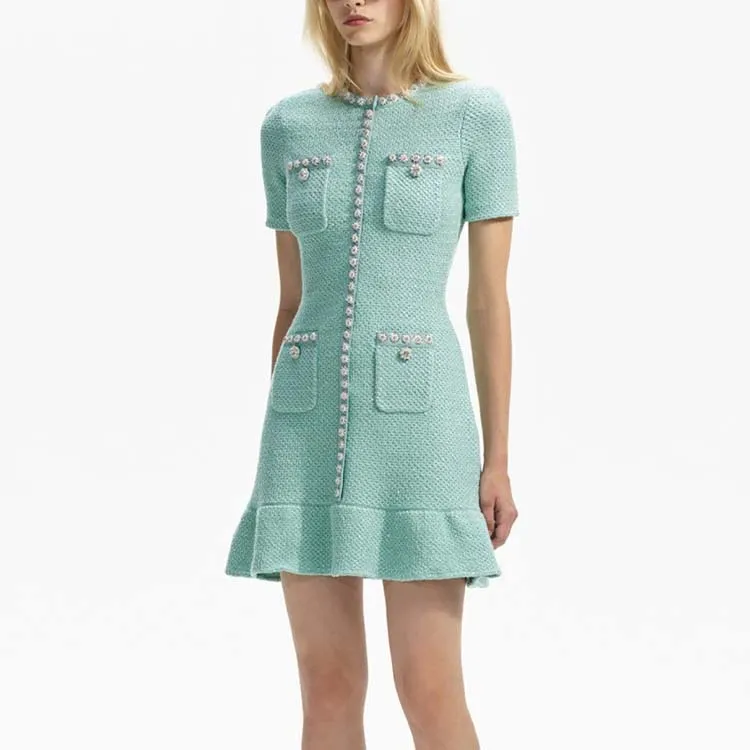 Self portrait Short Sleeved Dresses Women's Mint Green-3