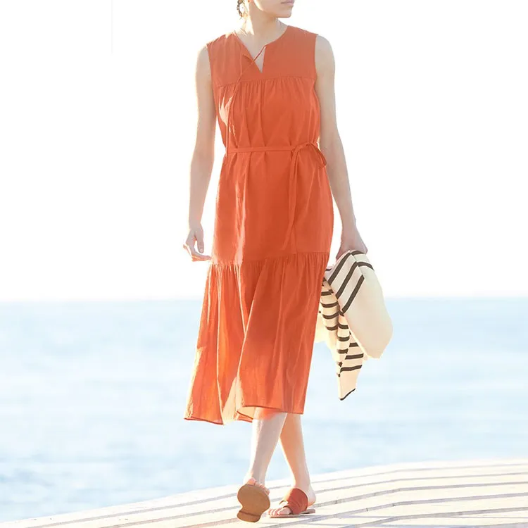 UNIQLO Sleeveless Dress Women's Orange Red-1