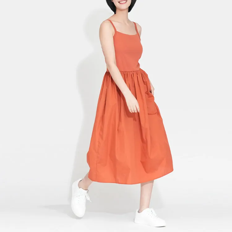 UNIQLO Slip Dresses Women's Orange Red-1
