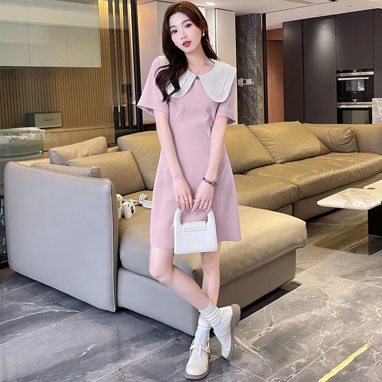 Tonlion Short Sleeved Dresses Women's Haze Pink-3