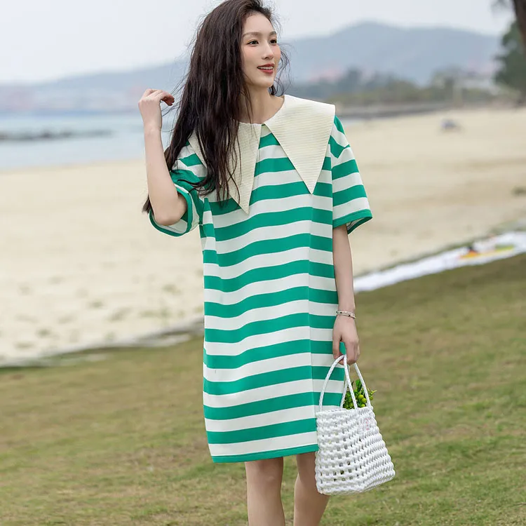 【dme】 Short Sleeved Dress Women's Emerald Green-4