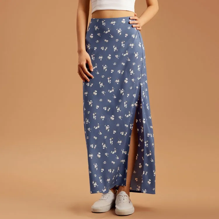 Hollister Casual Long Skirts Women's Blue-5
