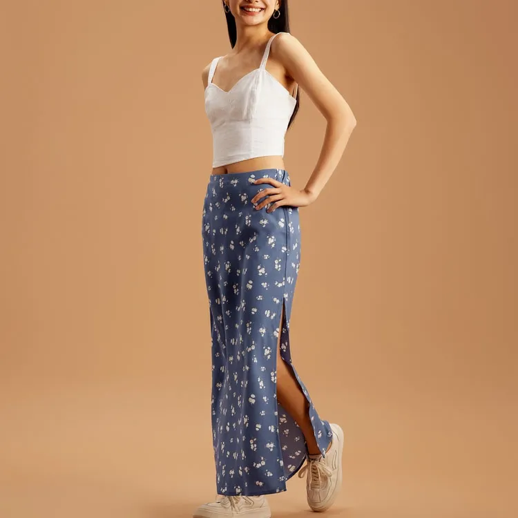 Hollister Casual Long Skirts Women's Blue-3