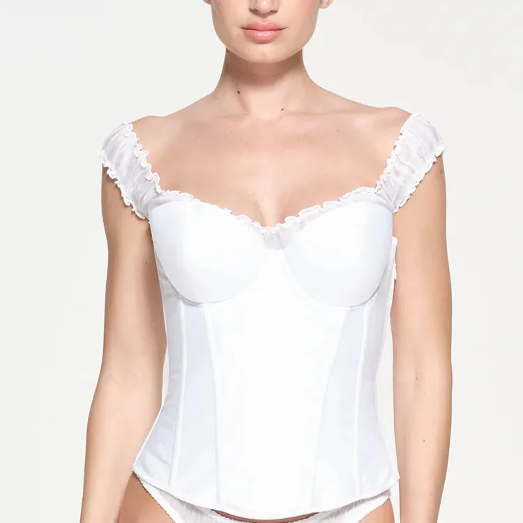 SKIMS ROMANCE SATIN CORSET Strapless Top Women's SNOW/Snow-5