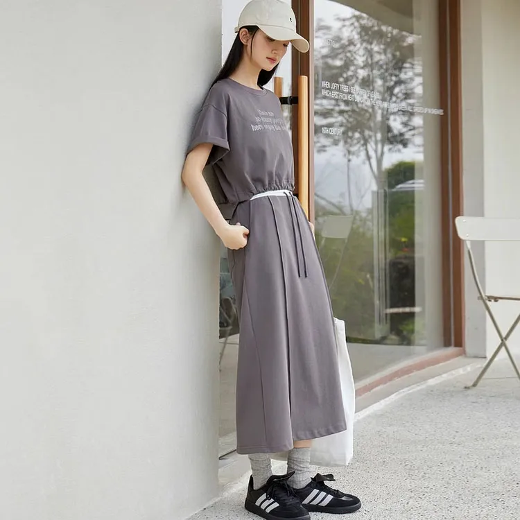 ZIHAN Two Piece Skirt Sets Women's Gray-4