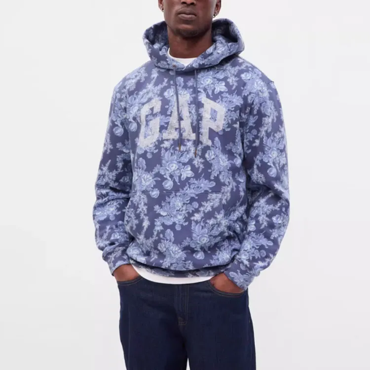 GAP Sweatshirt Unisex Blue Flower Print-3