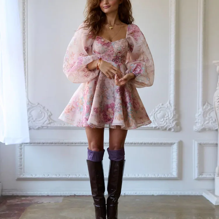 Selkie Long Sleeved Dresses Women's Brown With Yorkshire Print-1