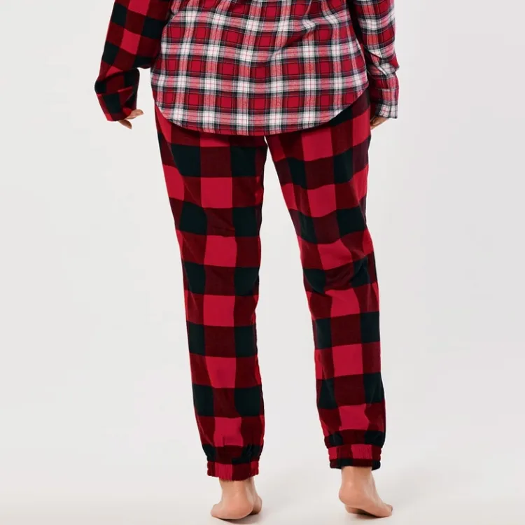 Hollister Casual Pants Women's Red Plaid-4